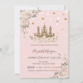 Glitter Castle, Flowers, Stars Baby shower Kaart (Voorkant)