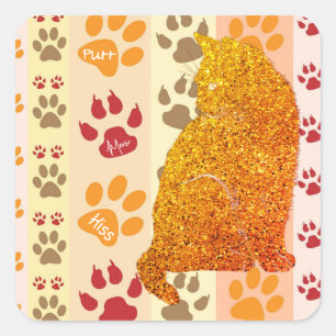 Glitter Cat Pet Paw Cat Stickers