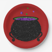 Glitter Cauldron Halloween Papieren Bordje (Voorkant)