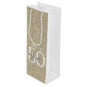 Glitter Celebrating 50 jaar verjaardag Wijn Cadeautas (Voorkant Gekanteld)