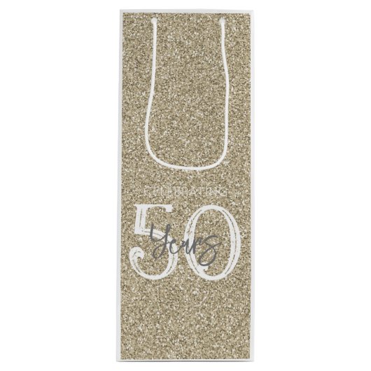 Glitter Celebrating 50 jaar verjaardag Wijn Cadeautas (Voorkant)