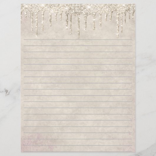 Glitter Champagne Briefpapier met uitdrogen (Achterkant)