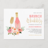 Glitter Champagne Brunch & Bubble Vrijgezellenfees Uitnodiging Briefkaart (Voorkant)