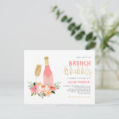Glitter Champagne Brunch & Bubble Vrijgezellenfees Uitnodiging Briefkaart (Staand voorkant)