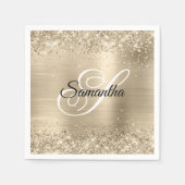 Glitter Champagne Folie Fancy Monogram Servet (Voorkant)