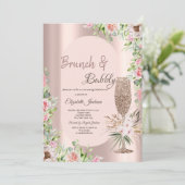 Glitter Champagne Glas Rozen, Roos Gold Kaart (Staand voorkant)