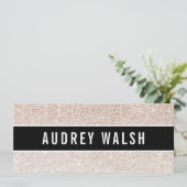 Glitter Champagne roze Black Gift Certificate Kaart (Staand voorkant)