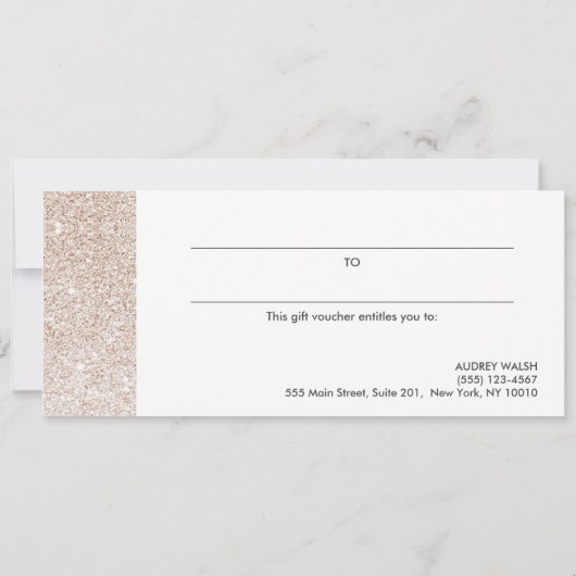 Glitter Champagne roze Black Gift Certificate Kaart (Achterkant)