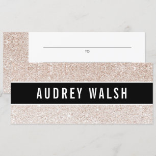 Glitter Champagne roze Black Gift Certificate Kaart