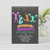 Glitter cheerleader feest uitnodiging (Staand voorkant)