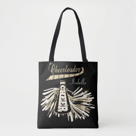 Glitter Cheerleader (goud, zwart en wit) Tote Bag (Voorkant)