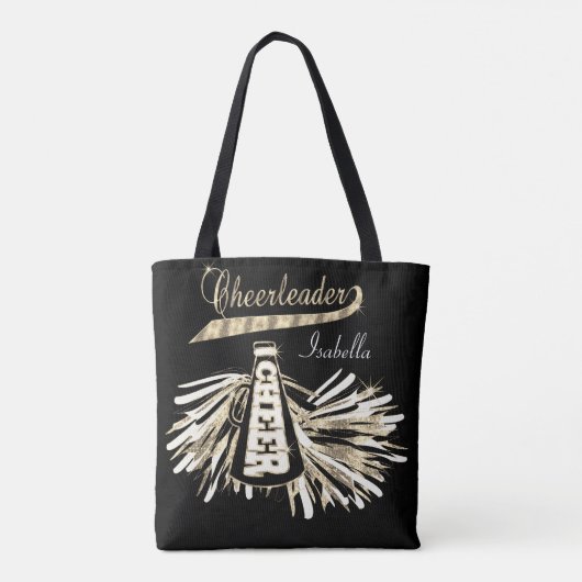 Glitter Cheerleader (goud, zwart en wit) Tote Bag (Achterkant)