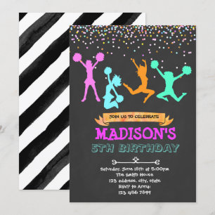 Glitter cheerleader party-uitnodiging kaart