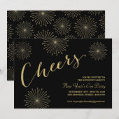 Glitter Cheers New Years Party Uitnodiging (Voorkant / Achterkant)