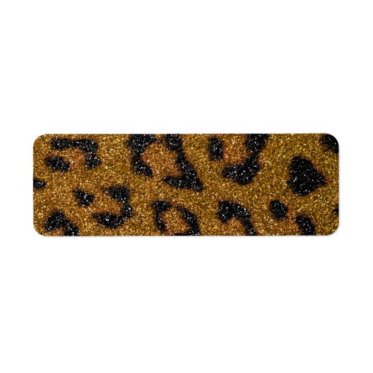 Glitter Cheetah-afdrukken voor Gold en Black Girly Etiket (Voorkant)