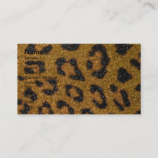 Glitter Cheetah-afdrukken voor Gold en Black Girly Visitekaartje (Voorkant)