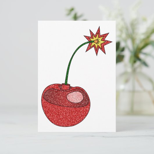 Glitter Cherry Bomb Bedankkaart (Staand voorkant)