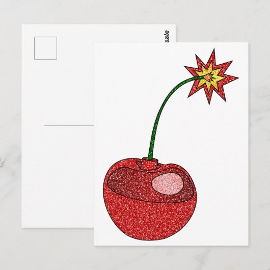 Glitter Cherry Bomb Briefkaart (Voorkant / Achterkant)