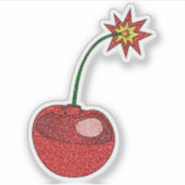 Glitter Cherry Bomb Custom-Cut Vinyl Stickers (Voorkant)