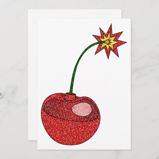 Glitter Cherry Bomb Kaart (Voorkant / Achterkant)