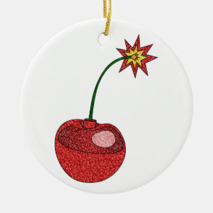 Glitter Cherry Bomb Keramisch Ornament