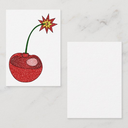 Glitter Cherry Bomb Notitiekaartje (Voorkant / Achterkant)