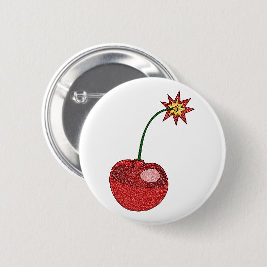 Glitter Cherry Bomb Ronde Button 5,7 Cm (Voorkant /achterkant)