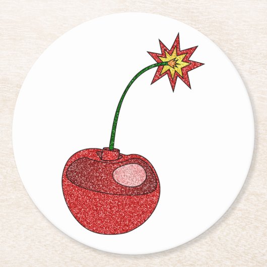 Glitter Cherry Bomb Ronde Kartonnen Onderzetter (Voorkant)