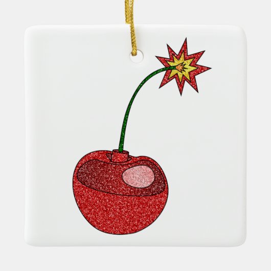 Glitter Cherry Bomb - Square Ornament (Voorkant)