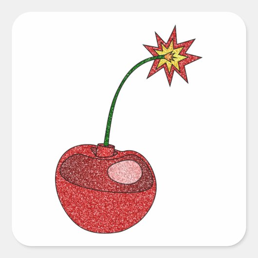 Glitter Cherry Bomb Vierkante Sticker (Voorkant)
