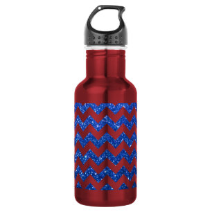 Glitter Chevron Blauw Waterfles