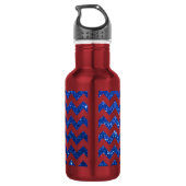 Glitter Chevron Blauw Waterfles (Achterkant)