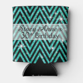 Glitter Chevron Bling | BLAUWGROEN Blikjeskoeler (Voorkant)