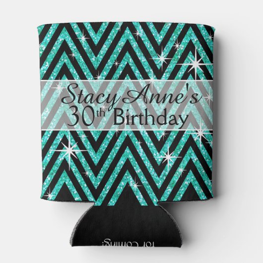 Glitter Chevron Bling | BLAUWGROEN Blikjeskoeler (Achterkant)