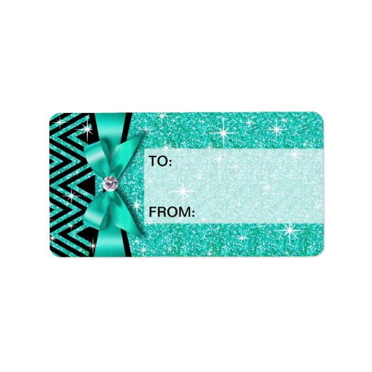 Glitter Chevron Bling Diamond Bow | BLAUWGROEN Etiket (Voorkant)