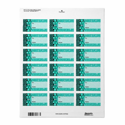Glitter Chevron Bling Diamond Bow | BLAUWGROEN Etiket (Full Sheet)