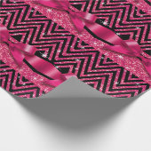 Glitter Chevron Bling Diamond Bow | fuchsia Cadeaupapier (Hoek)