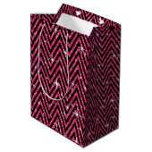 Glitter Chevron Bling Diamond Bow | fuchsia Medium Cadeauzakje (Achterkant Gekanteld)