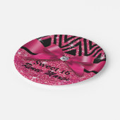 Glitter Chevron Bling Diamond Bow | fuchsia Papieren Bordje (Gekanteld)