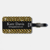 Glitter Chevron Bling Diamond Bow | goud Bagagelabel (Achterkant horizontaal)