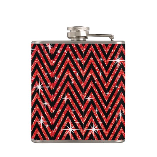Glitter Chevron Bling Diamond Bow | rood Heupfles (Achterkant)