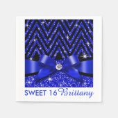 Glitter Chevron Bling Diamond Bow | saffier Servetten (Voorkant)
