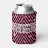 Glitter Chevron Bling | fuchsia Blikjeskoeler (Blikje Voorkant)