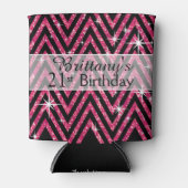 Glitter Chevron Bling | fuchsia Blikjeskoeler (Voorkant)