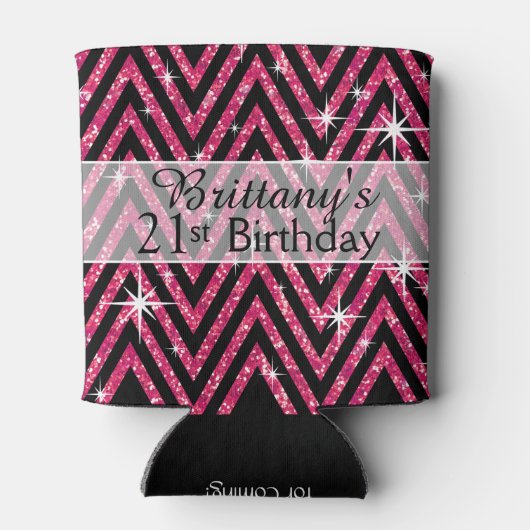 Glitter Chevron Bling | fuchsia Blikjeskoeler (Achterkant)