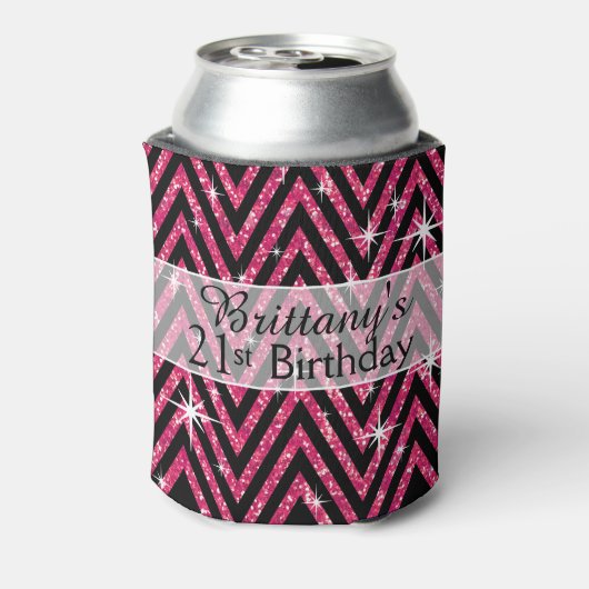 Glitter Chevron Bling | fuchsia Blikjeskoeler (Blikje Achterkant)