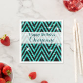 Glitter Chevron Bling Glam | blauwgroen Servet (Insitu)