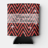 Glitter Chevron Bling | rood Blikjeskoeler (Voorkant)