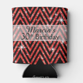 Glitter Chevron Bling | rood Blikjeskoeler (Achterkant)