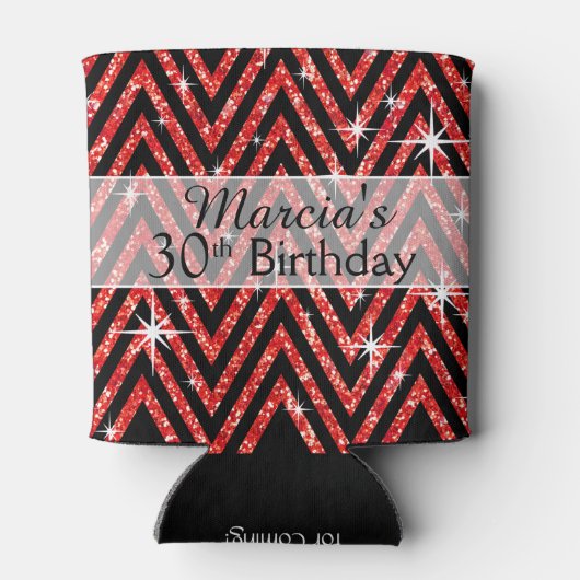 Glitter Chevron Bling | rood Blikjeskoeler (Achterkant)